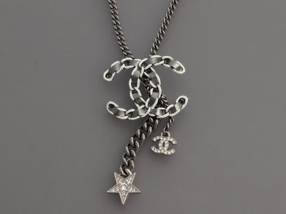 Chanel Logo Necklace & Pierced Earrings Set