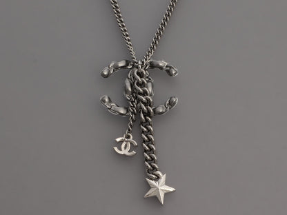 Chanel Logo Necklace & Pierced Earrings Set