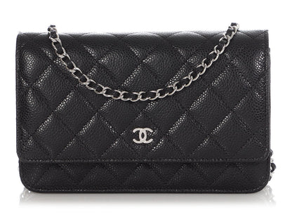 Chanel Black Quilted Caviar Wallet On Chain WOC