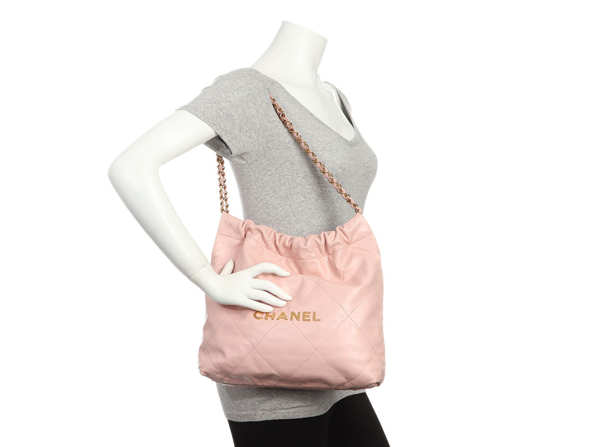 Chanel Small Pink Quilted Calfskin Hobo 22