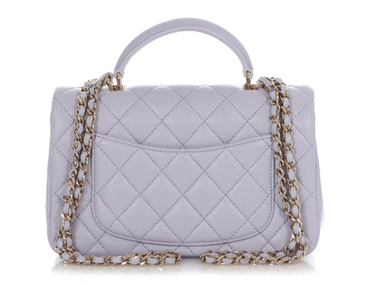 Chanel Mini Lilac Quilted Lambskin Top Handle Bag