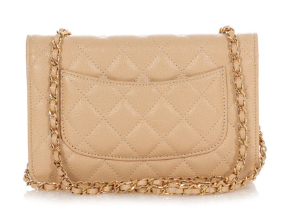 Chanel Beige Quilted Caviar Wallet on Chain WOC