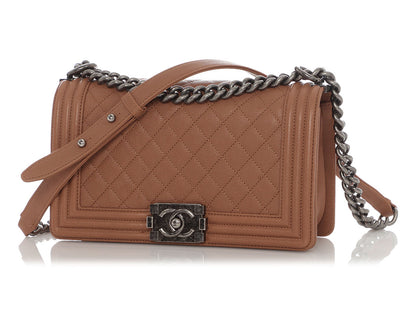 Chanel Old Medium Tan Caviar Boy Bag