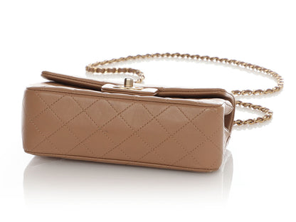 Chanel Mini Beige Quilted Lambskin Top Handle