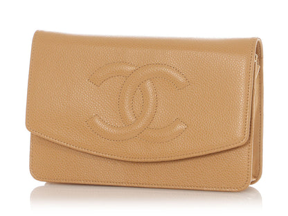 Chanel Beige Caviar and Lambskin Timeless Wallet On Chain