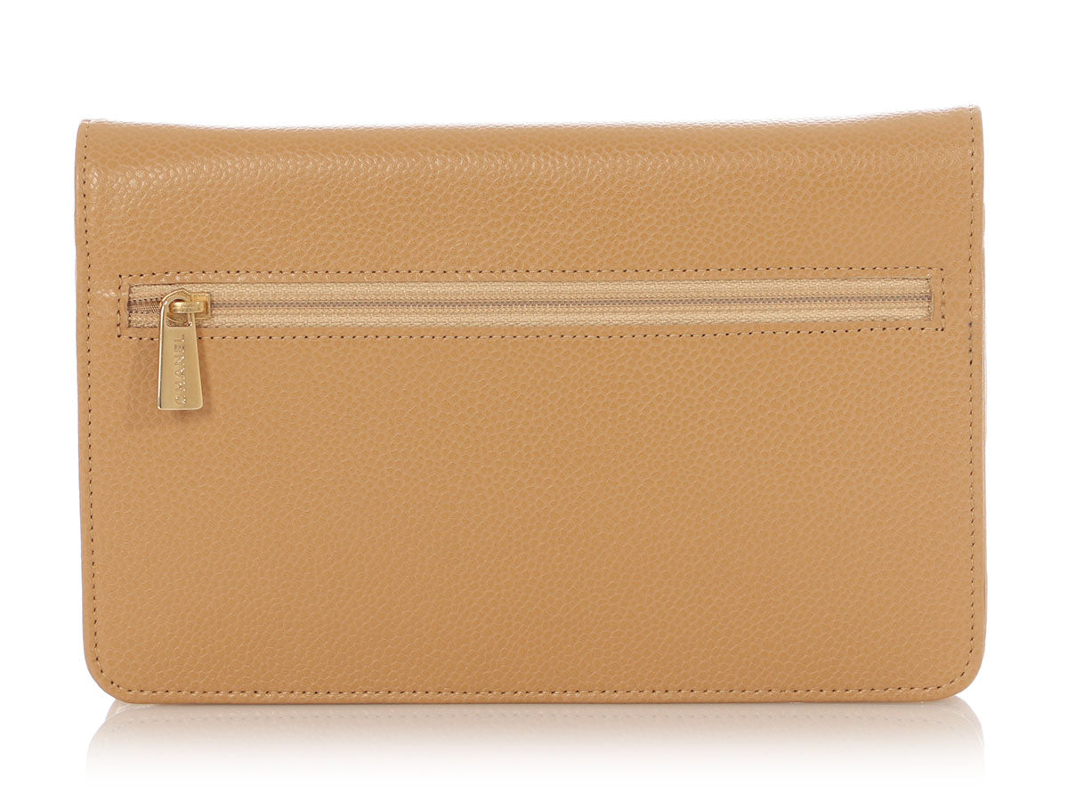 Chanel Beige Caviar and Lambskin Timeless Wallet On Chain