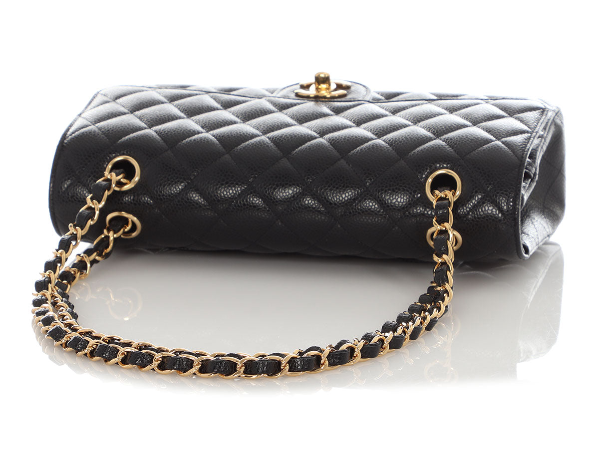 Chanel Medium/Large Black Quilted Caviar Classic Double Flap