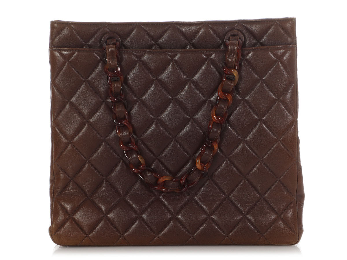 Chanel Vintage Brown Quilted Lambskin Tote