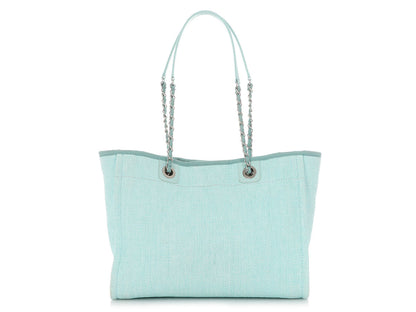 Chanel Small Turquoise Raffia Deauville Tote