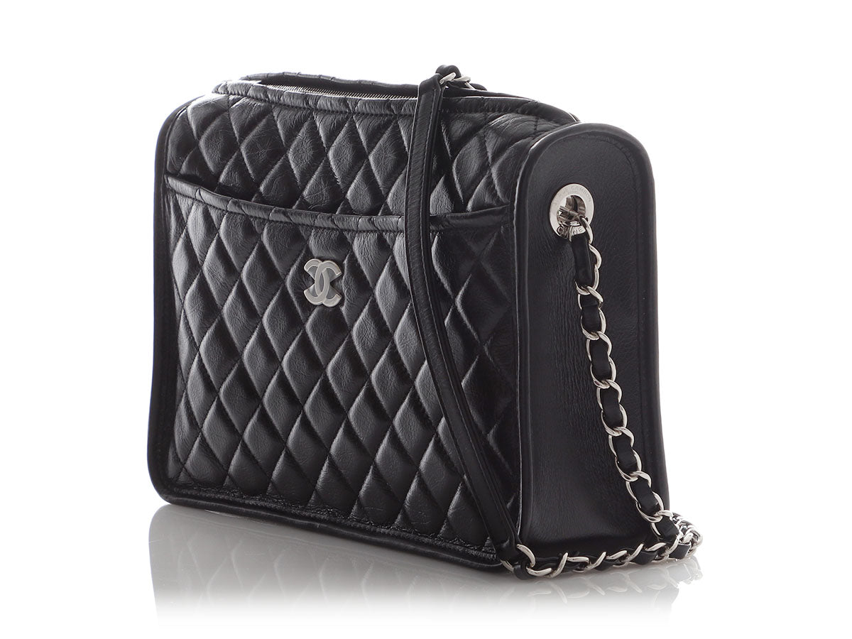 Chanel Black Quilted Shiny Calfskin Camera Bag