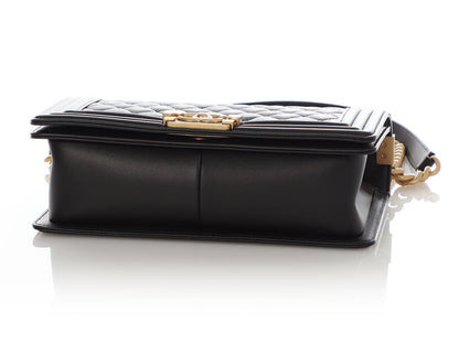 Chanel Old Medium Black Quilted Lambskin Boy Bag