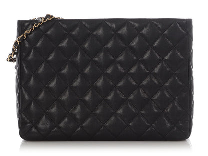 Chanel Small Black Quilted Soft Caviar Coco First Shopping Tote