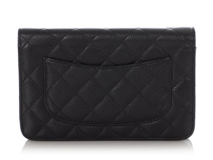 Chanel Black Quilted Caviar Wallet on Chain WOC