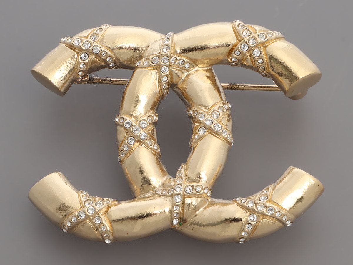 Chanel Large Crystal CC Logo Brooch