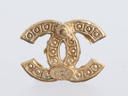 Chanel Small Pearl Logo Pierced Earrings