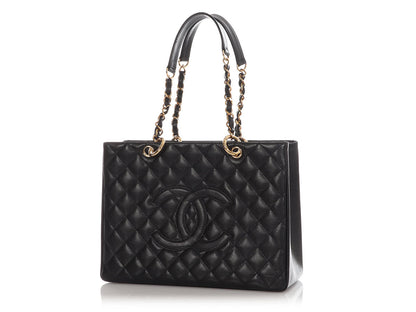 Chanel Black Quilted Caviar Grand Shopping Tote GST