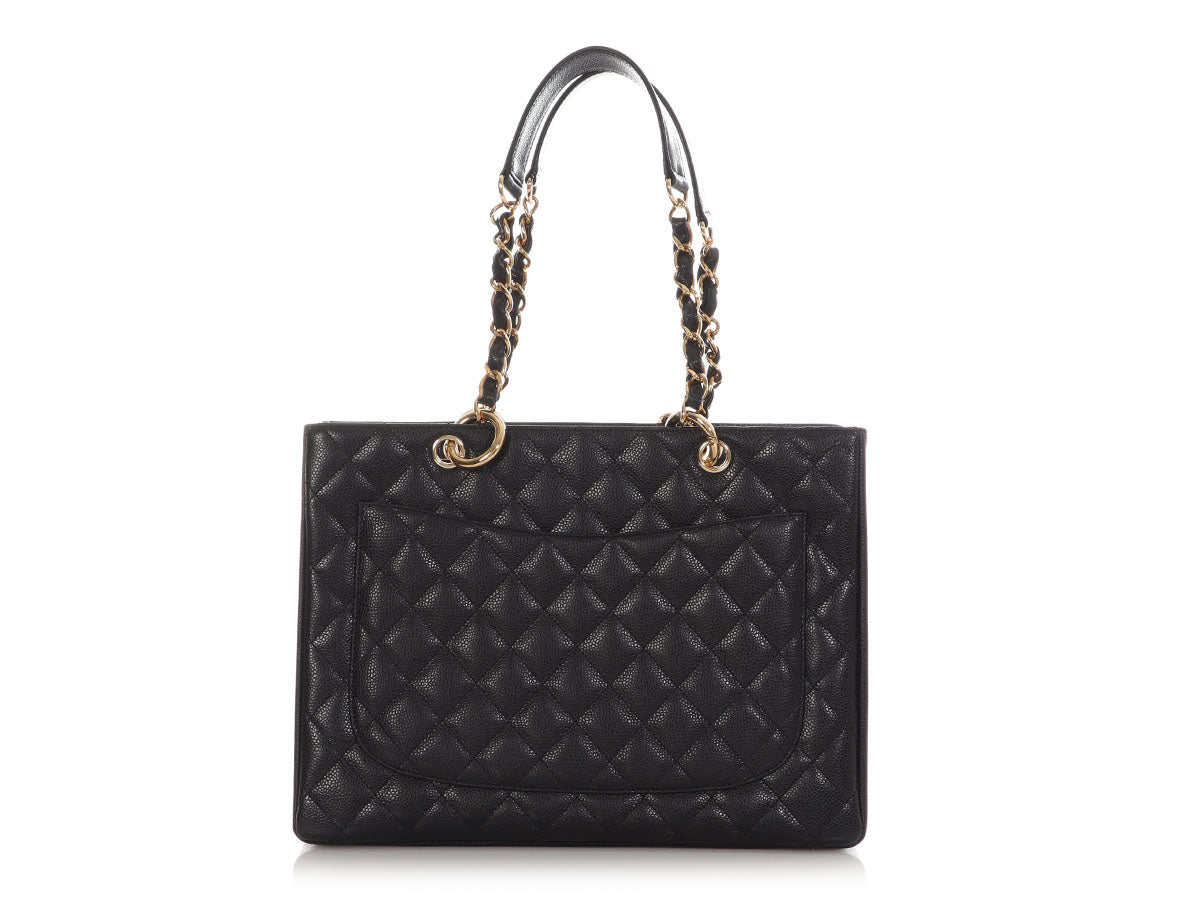 Chanel Black Quilted Caviar Grand Shopping Tote GST