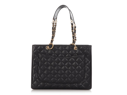 Chanel Black Quilted Caviar Grand Shopping Tote GST