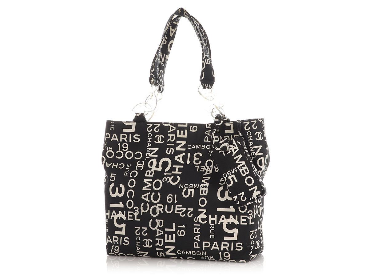 Chanel Black and White Canvas Rue Cambon Tote