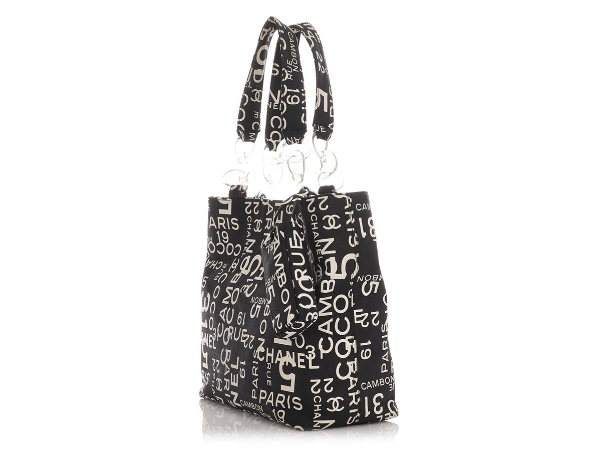 Chanel Black and White Canvas Rue Cambon Tote