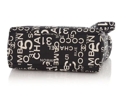 Chanel Black and White Canvas Rue Cambon Tote