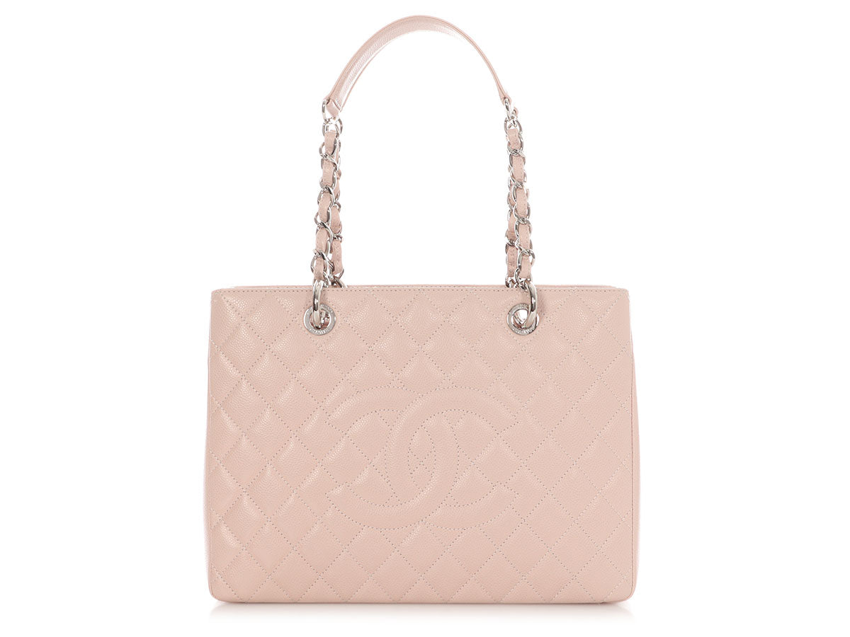 Chanel Light Pink Quilted Caviar Grand Shopping Tote GST