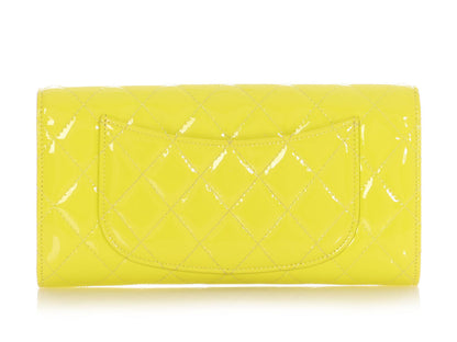 Chanel Yellow Quilted Patent Travel Wallet