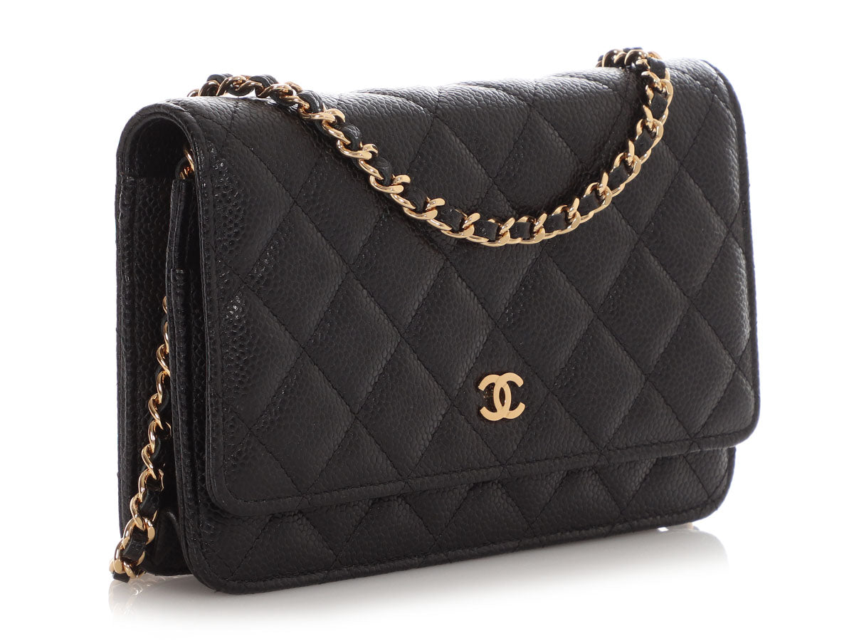 Chanel Black Quilted Caviar Wallet On Chain WOC
