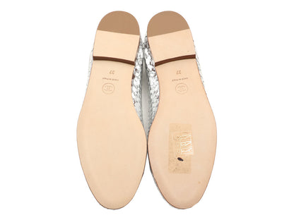 Chanel Silver Mirror Effect Python Ballet Flats