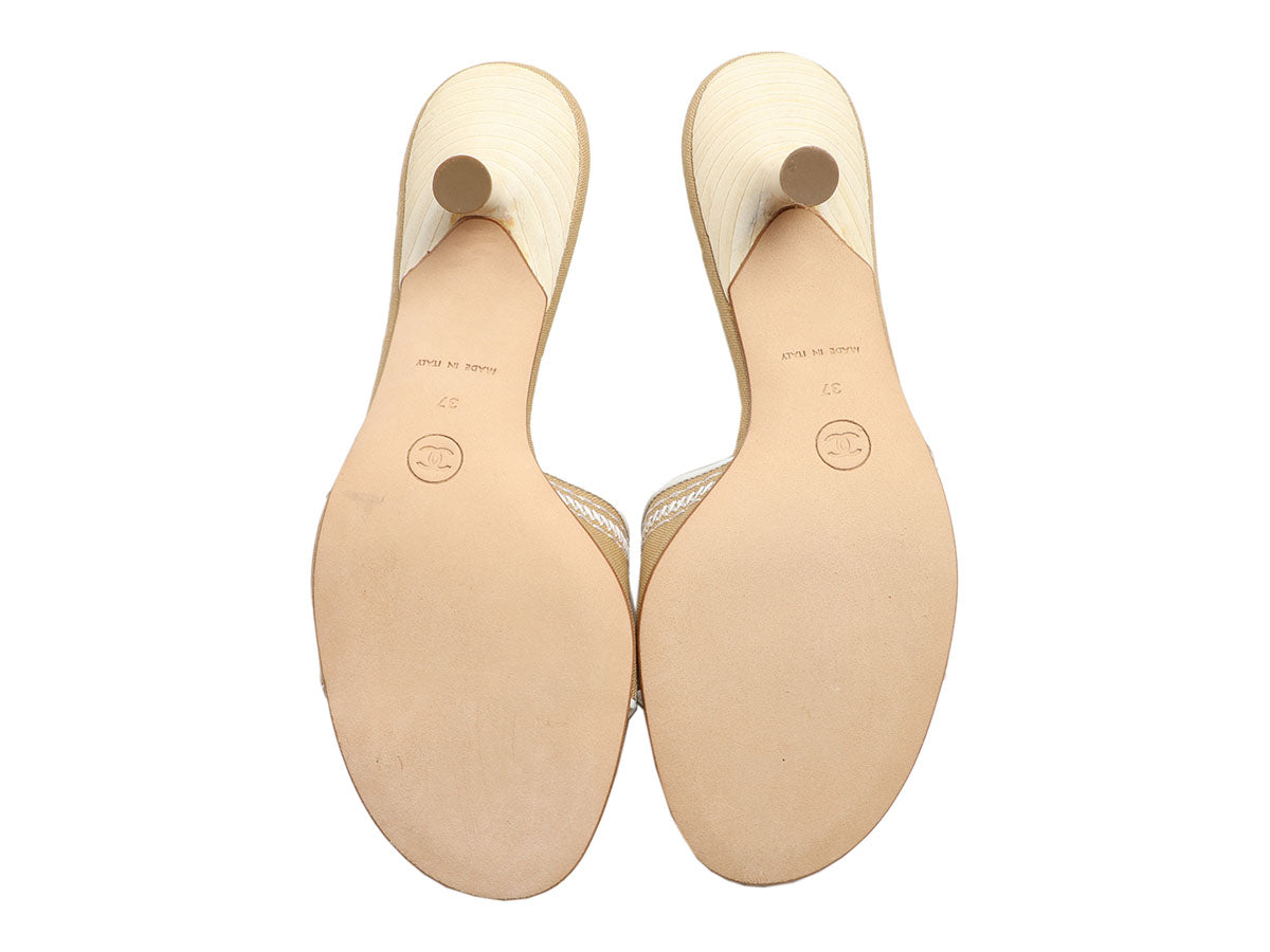 Chanel Beige Fabric Mules