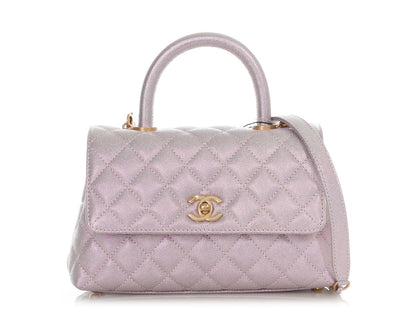 Chanel Mini Iridescent Lilac Caviar Coco Handle