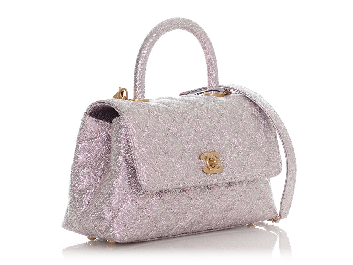 Chanel Mini Iridescent Lilac Caviar Coco Handle