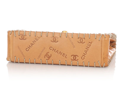Chanel Tan Whipstitched Embossed Flap