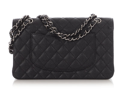 Chanel Medium/Large Black Quilted Caviar Classic Double Flap