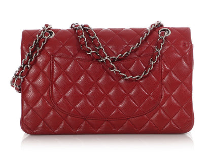 Chanel Medium/Large Red Quilted Caviar Classic Double Flap