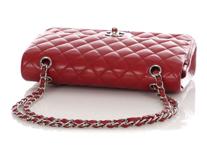 Chanel Medium/Large Red Quilted Caviar Classic Double Flap