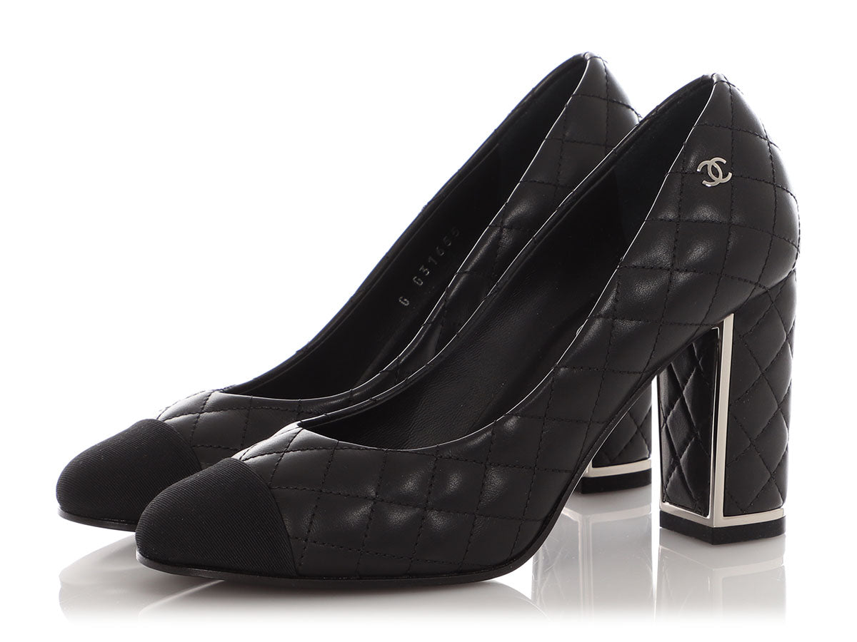 Chanel Black Quilted Leather Pumps