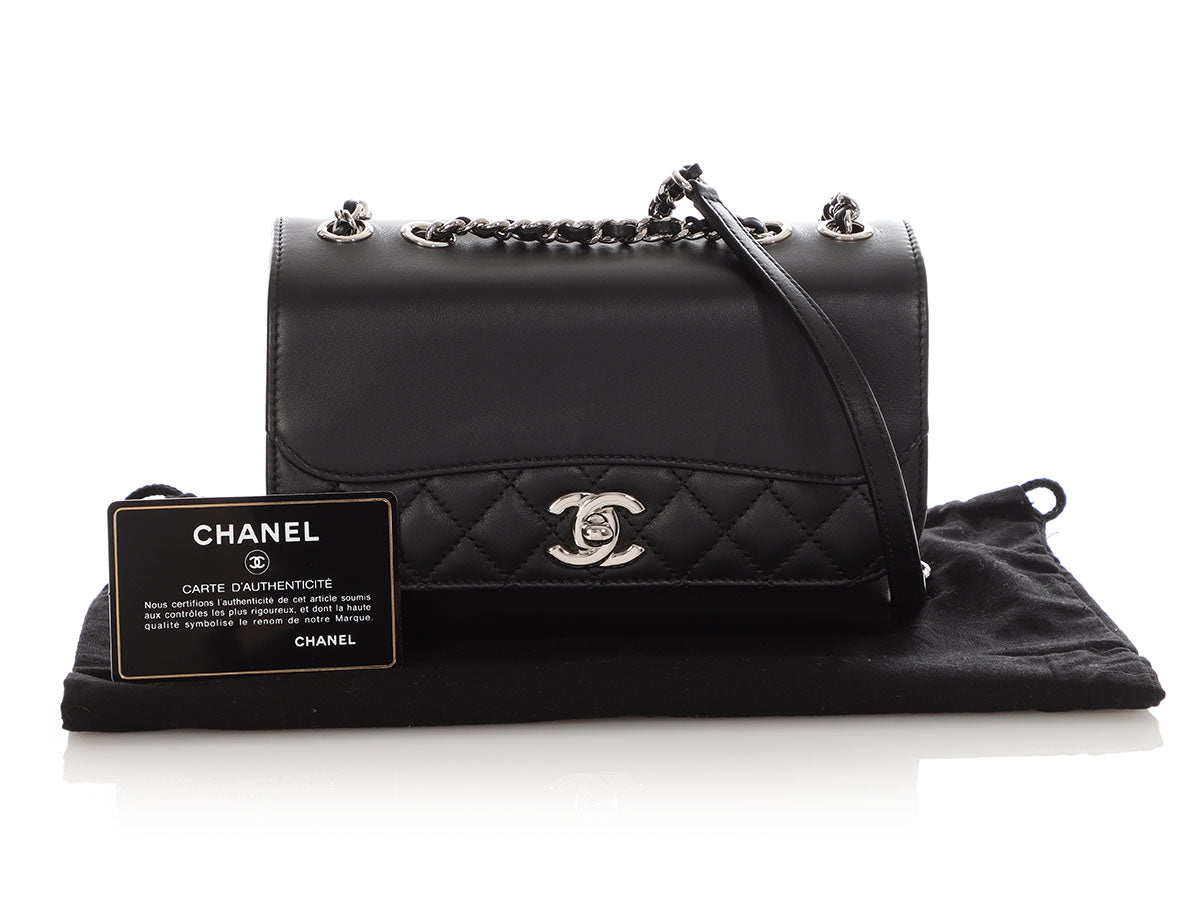 Chanel Small Black Part-Quilted Lambskin Tramezzo Flap