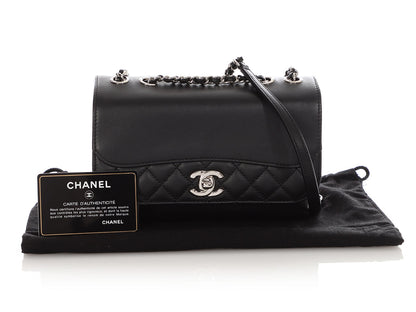 Chanel Small Black Part-Quilted Lambskin Tramezzo Flap