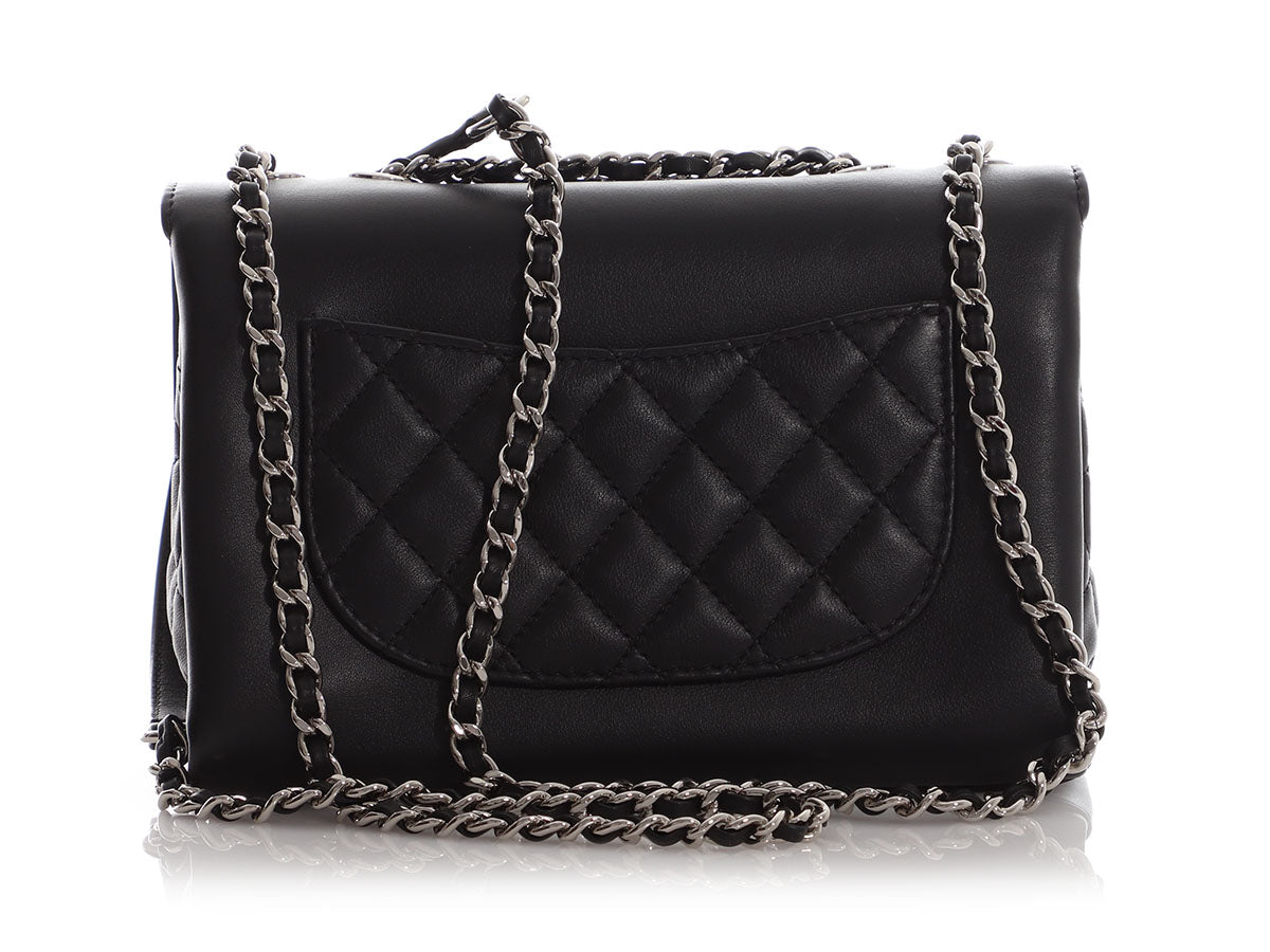 Chanel Small Black Part-Quilted Lambskin Tramezzo Flap