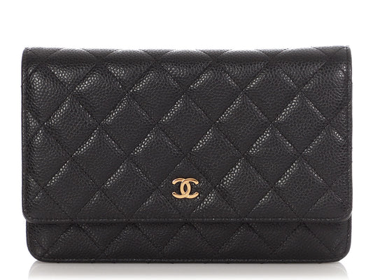 Chanel Black Quilted Caviar Wallet On Chain WOC