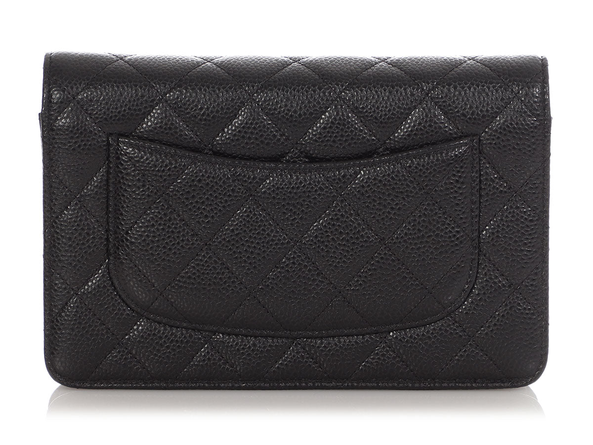 Chanel Black Quilted Caviar Wallet On Chain WOC