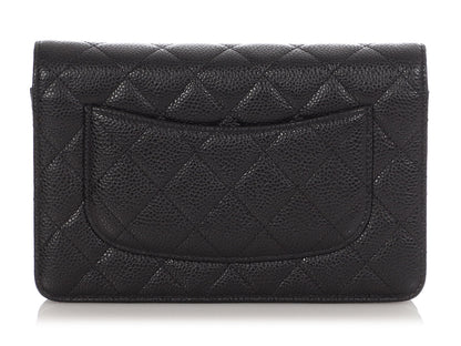 Chanel Black Quilted Caviar Wallet On Chain WOC
