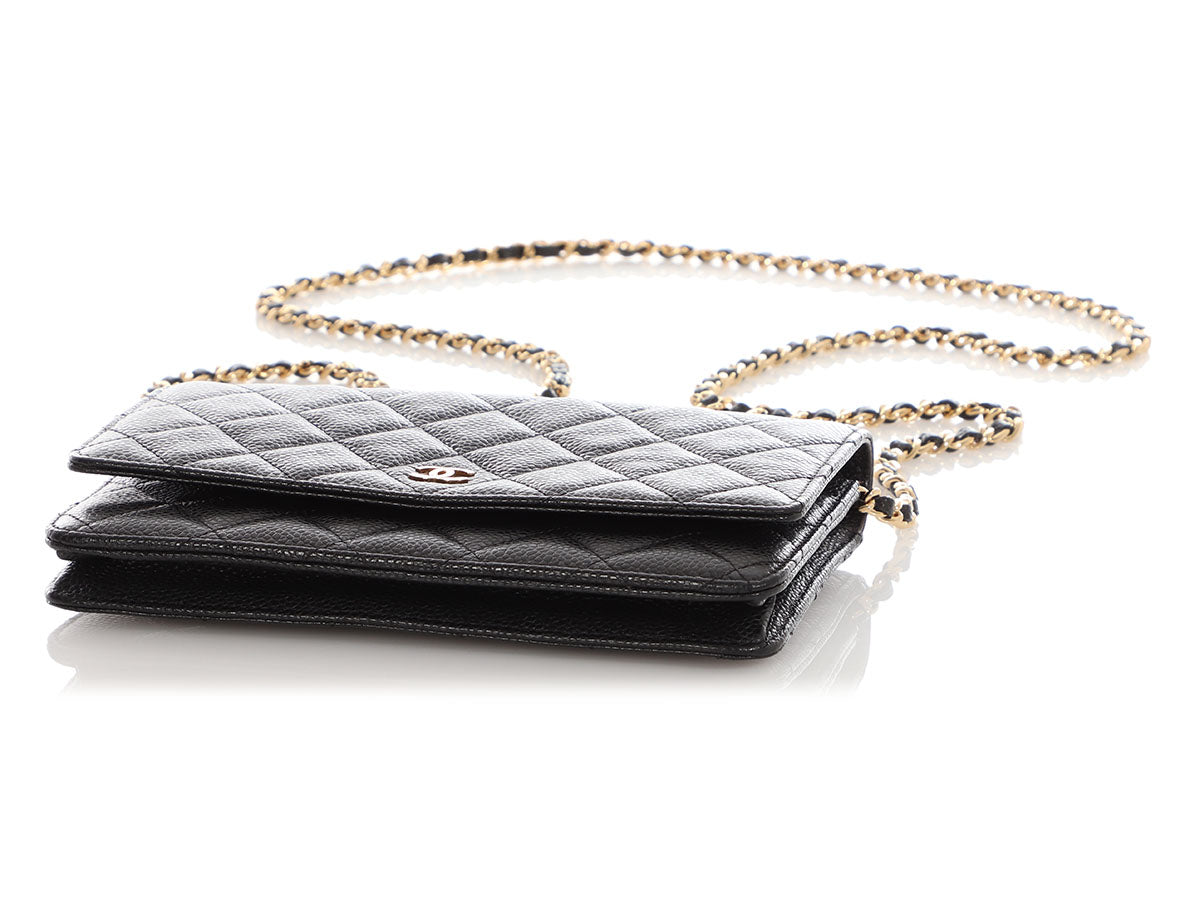 Chanel Black Quilted Caviar Wallet On Chain WOC
