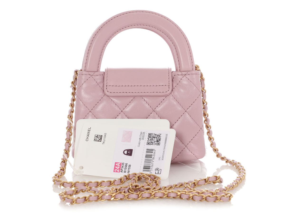 Chanel Pink Quilted Calfskin Nano Kelly Shopper