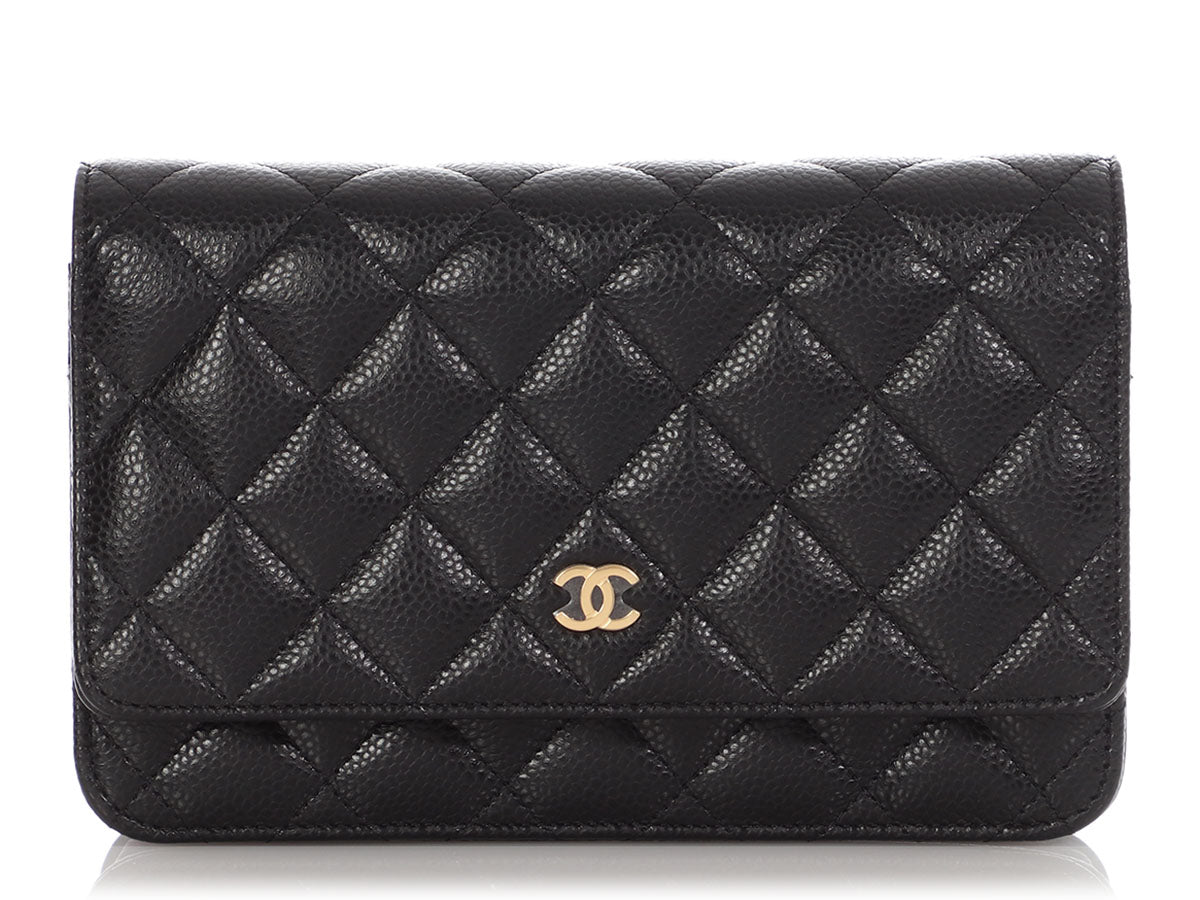 Chanel Black Quilted Caviar Wallet On Chain WOC