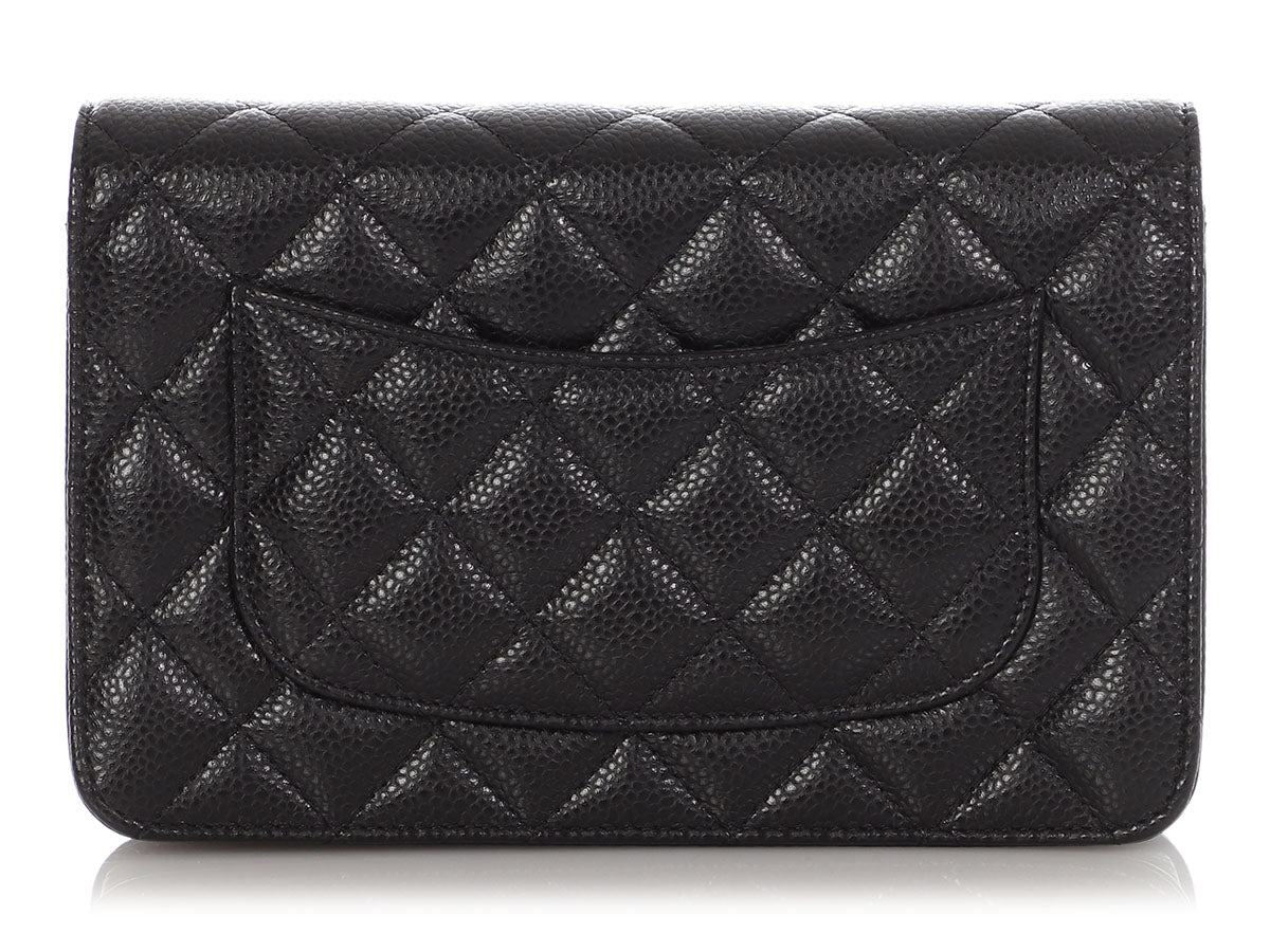 Chanel Black Quilted Caviar Wallet On Chain WOC
