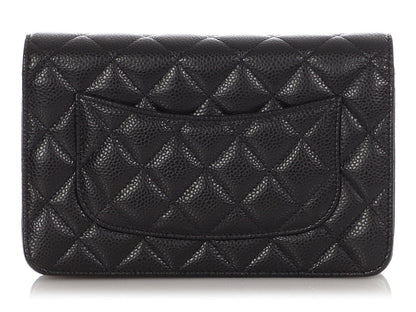 Chanel Black Quilted Caviar Wallet On Chain WOC