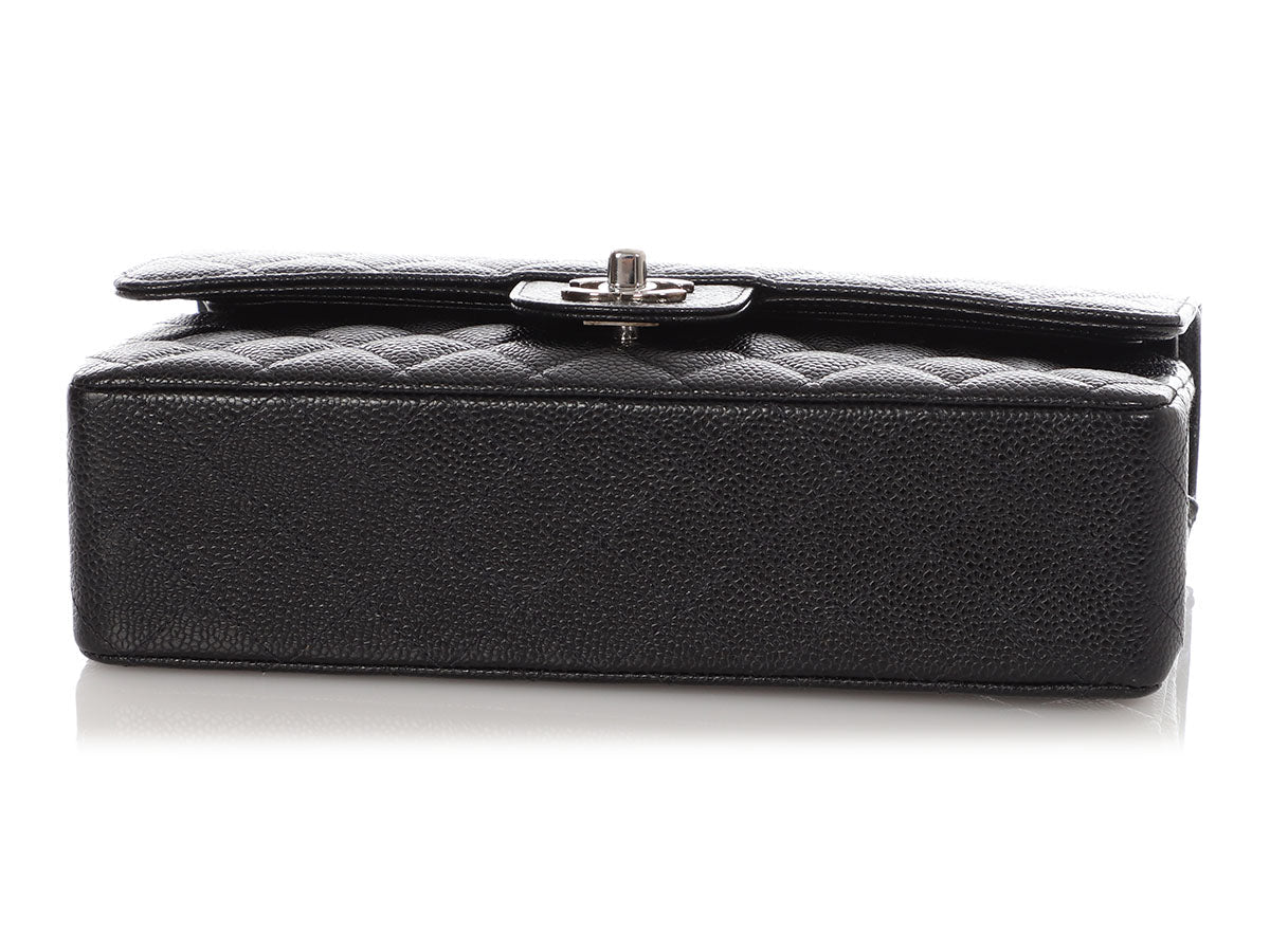 Chanel Medium/Large Black Quilted Caviar Classic Double Flap
