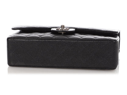 Chanel Medium/Large Black Quilted Caviar Classic Double Flap